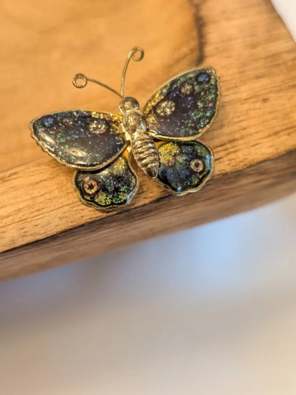 Vintage Enamel Butterfly Brooch Pin 